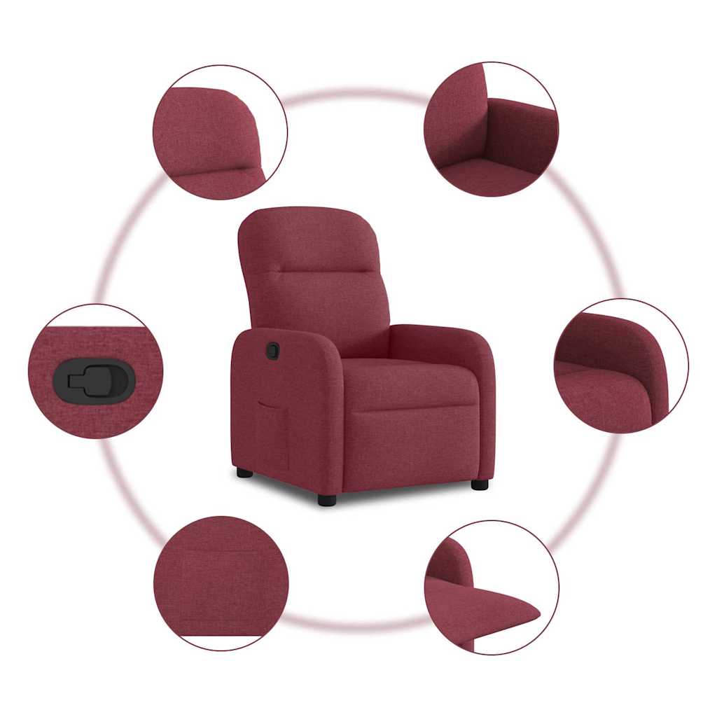 vidaXL Fotoliu rabatabil, roșu vin, material textil vidaXL Fotoliu rabatabil, roșu vin, material textil