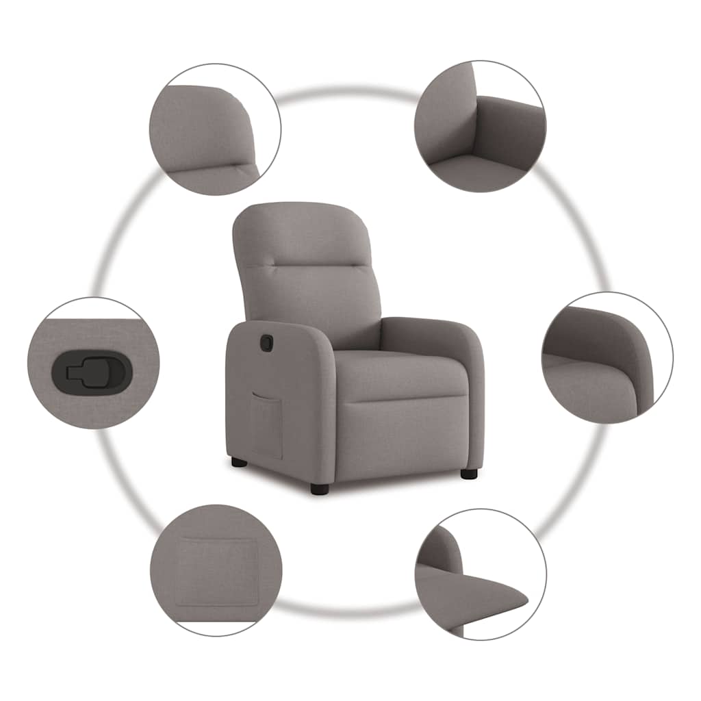 vidaXL Fotoliu rabatabil, gri taupe, material textil