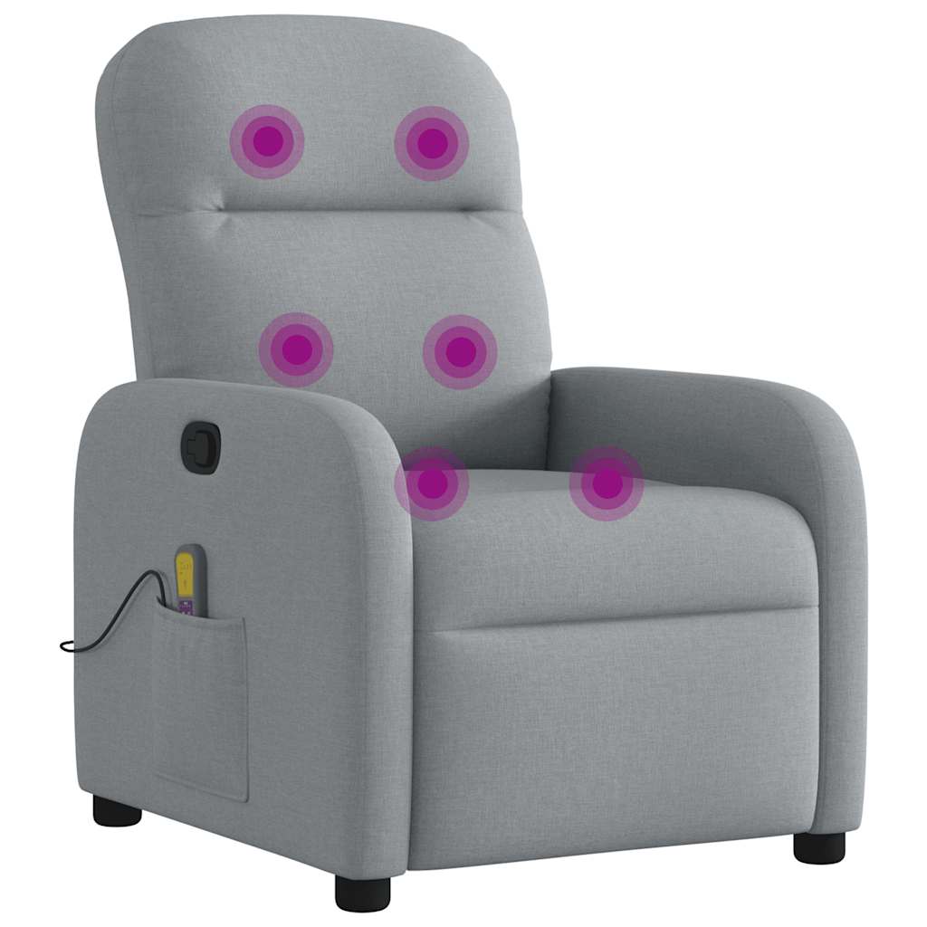 vidaXL Fotoliu de masaj rabatabil, gri deschis, textil