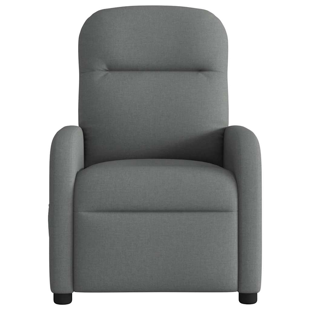 vidaXL Fotoliu de masaj rabatabil, gri închis, material textil