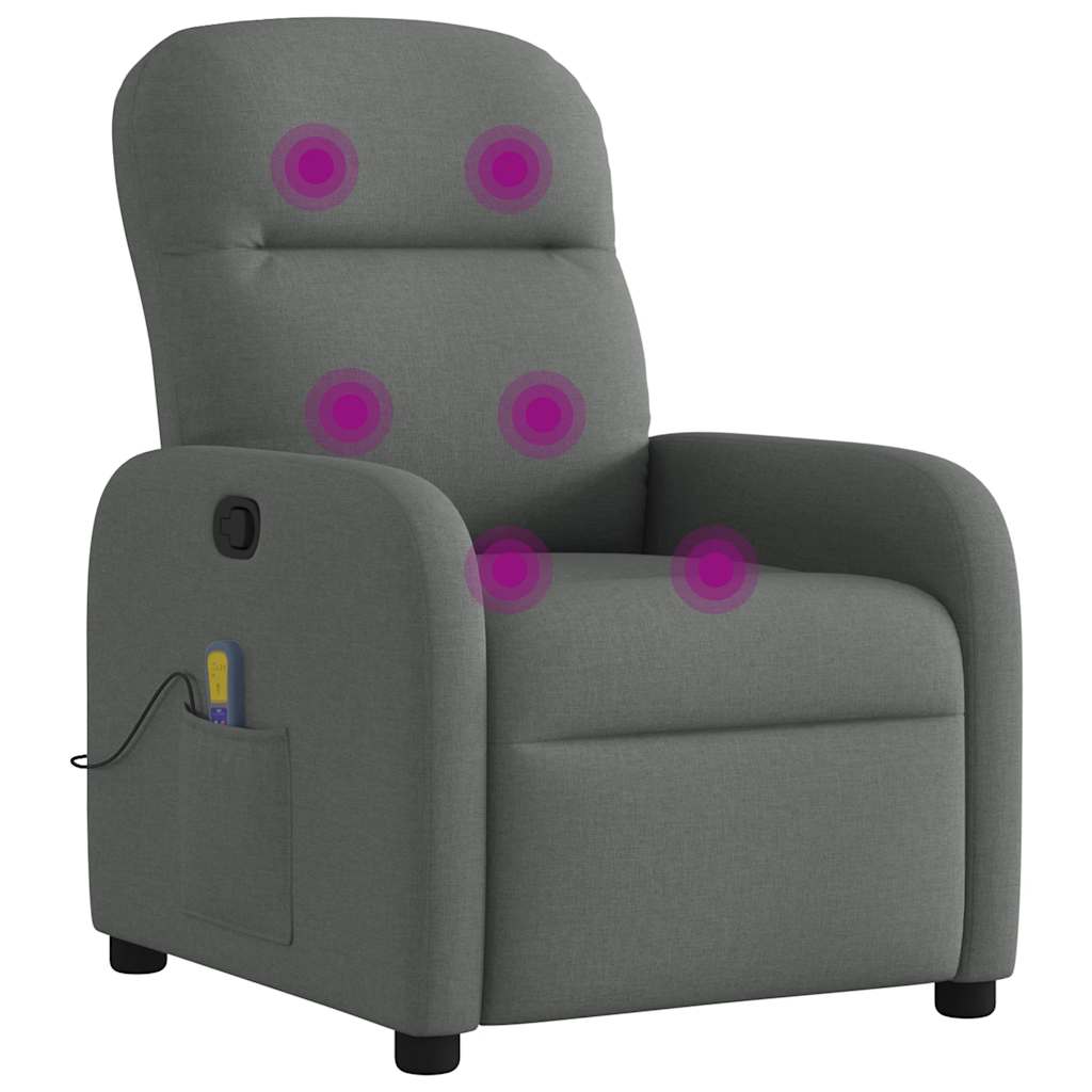 vidaXL Fotoliu de masaj rabatabil, gri închis, material textil