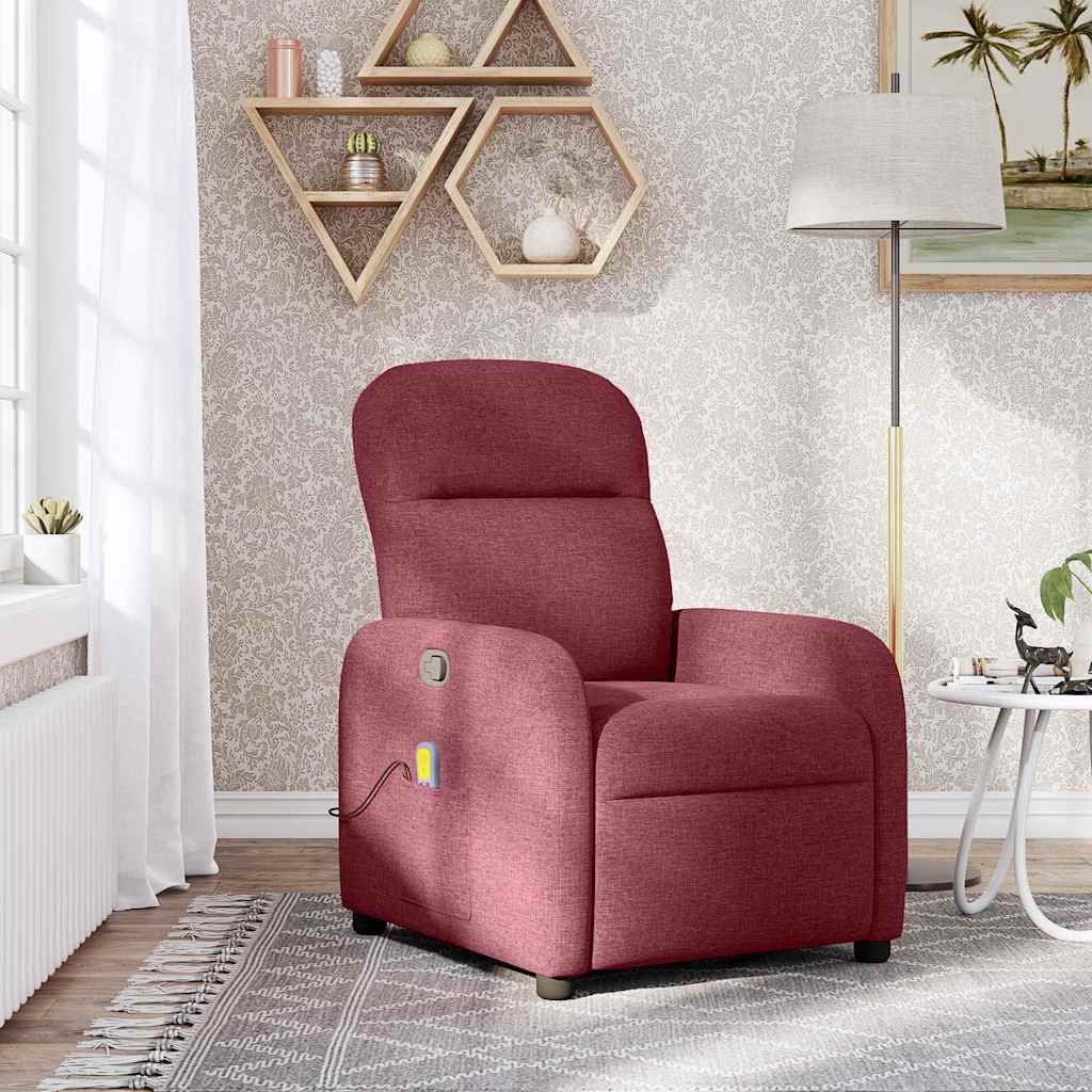 vidaXL Fotoliu de masaj rabatabil, roșu vin, material textil vidaXL Fotoliu de masaj rabatabil, roșu vin, material textil