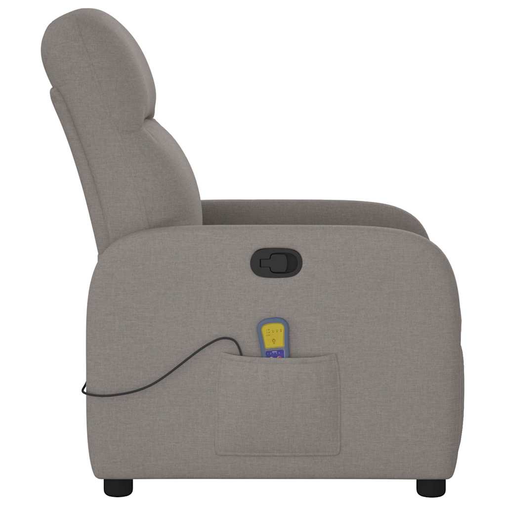 vidaXL Fotoliu de masaj rabatabil, gri taupe, material textil