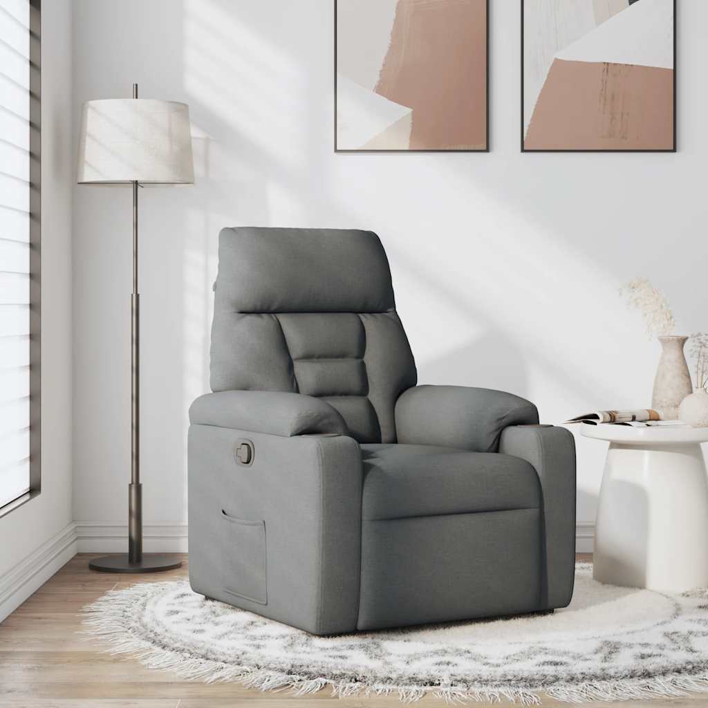vidaXL Fotoliu rabatabil, gri închis, material textil