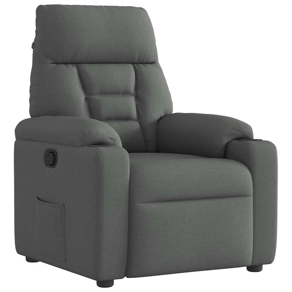 vidaXL Fotoliu rabatabil, gri închis, material textil