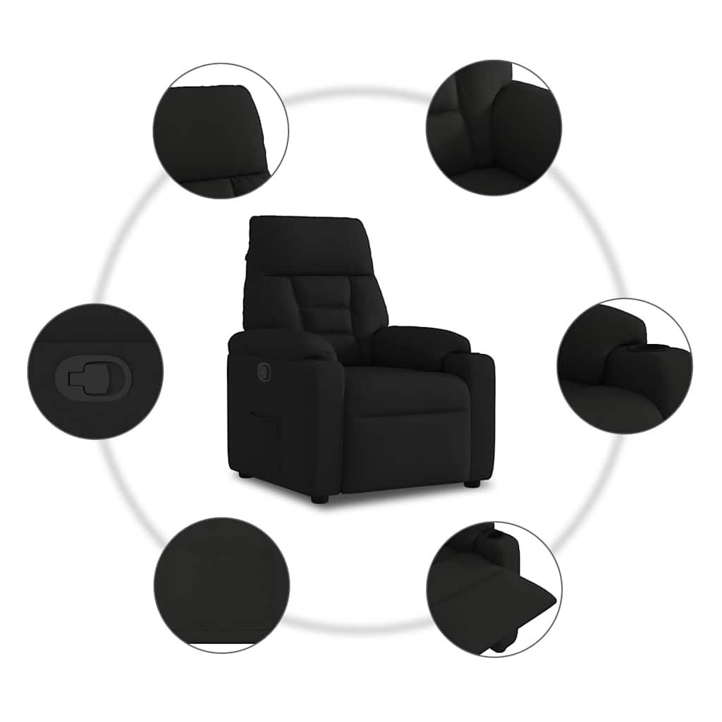 vidaXL Fotoliu rabatabil, negru, material textil vidaXL Fotoliu rabatabil, negru, material textil