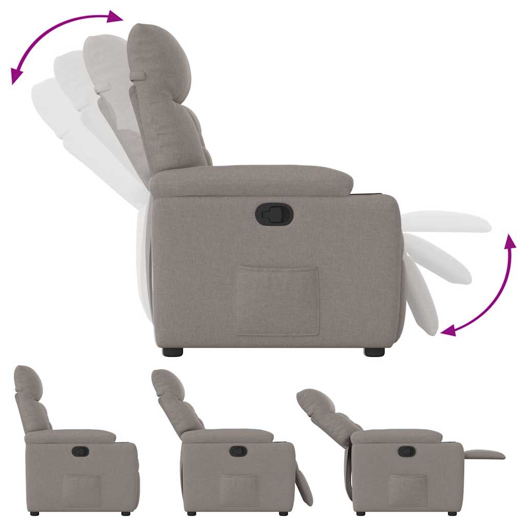 vidaXL Fotoliu rabatabil, gri taupe, material textil
