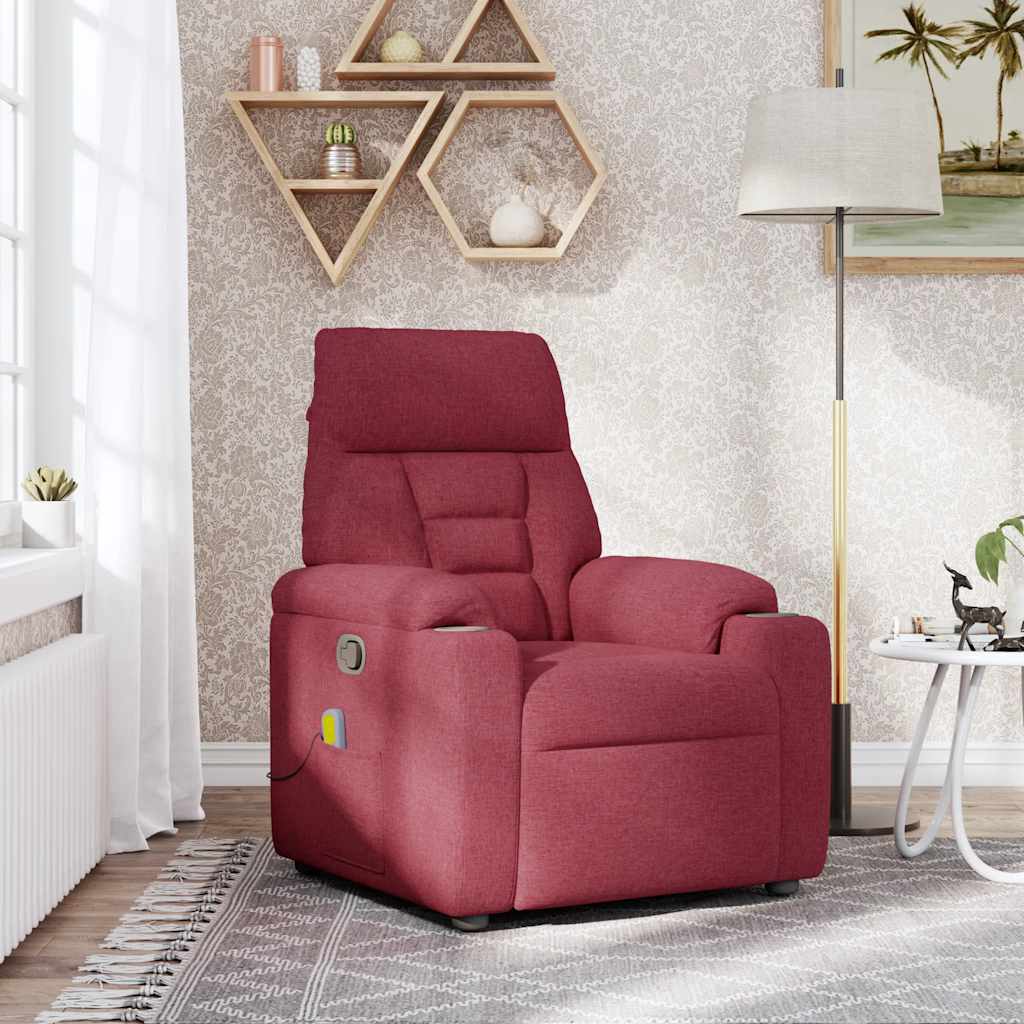vidaXL Fotoliu de masaj rabatabil, roșu vin, material textil vidaXL Fotoliu de masaj rabatabil, roșu vin, material textil