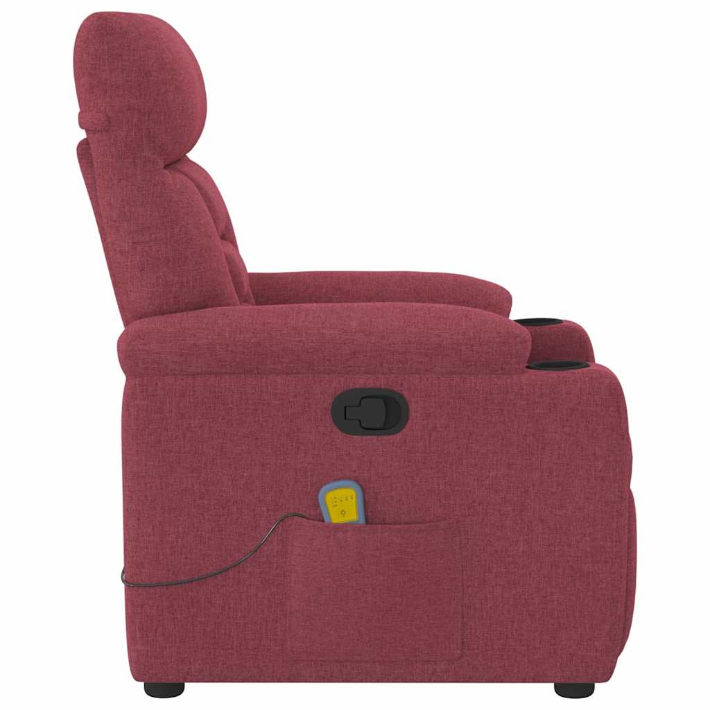 vidaXL Fotoliu de masaj rabatabil, roșu vin, material textil vidaXL Fotoliu de masaj rabatabil, roșu vin, material textil