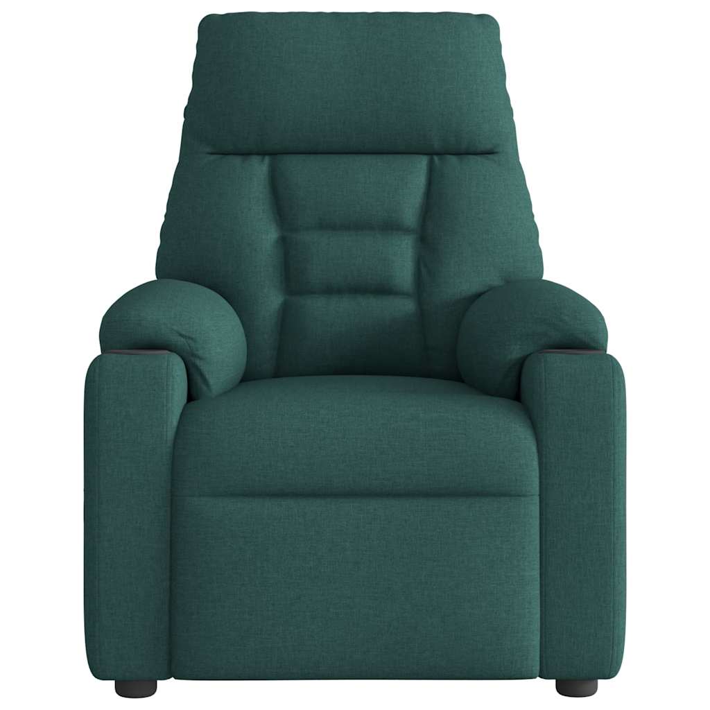 vidaXL Fotoliu de masaj rabatabil, verde închis, material textil vidaXL Fotoliu de masaj rabatabil, verde închis, material textil