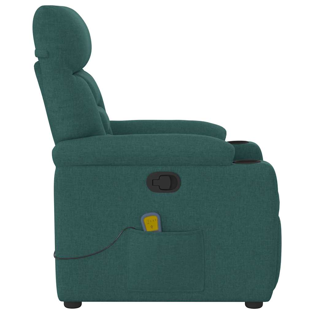vidaXL Fotoliu de masaj rabatabil, verde închis, material textil vidaXL Fotoliu de masaj rabatabil, verde închis, material textil