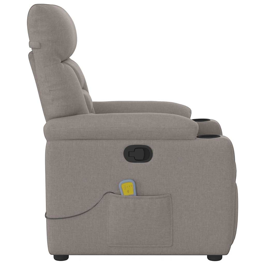 vidaXL Fotoliu de masaj rabatabil, gri taupe, material textil