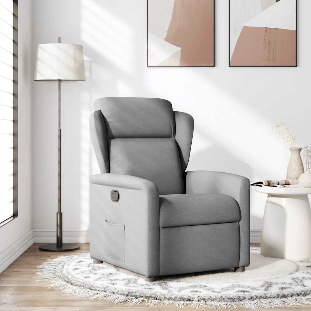 vidaXL Fotoliu rabatabil, gri deschis, material textil