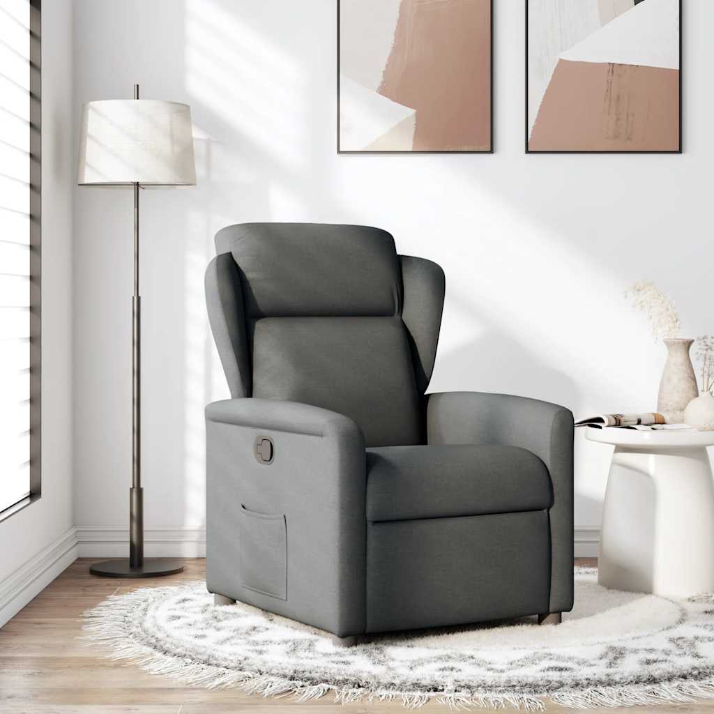 vidaXL Fotoliu rabatabil, gri închis, material textil