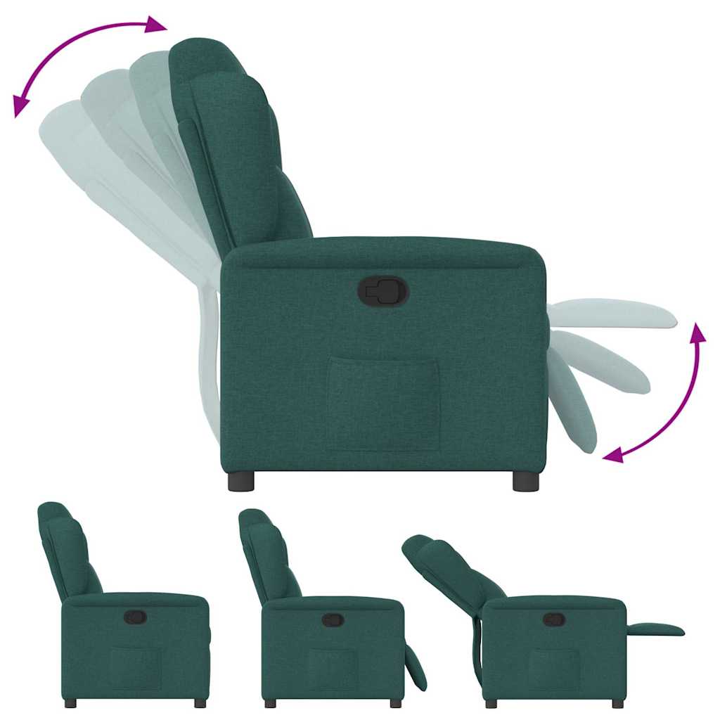 vidaXL Fotoliu rabatabil, verde închis, material textil vidaXL Fotoliu rabatabil, verde închis, material textil