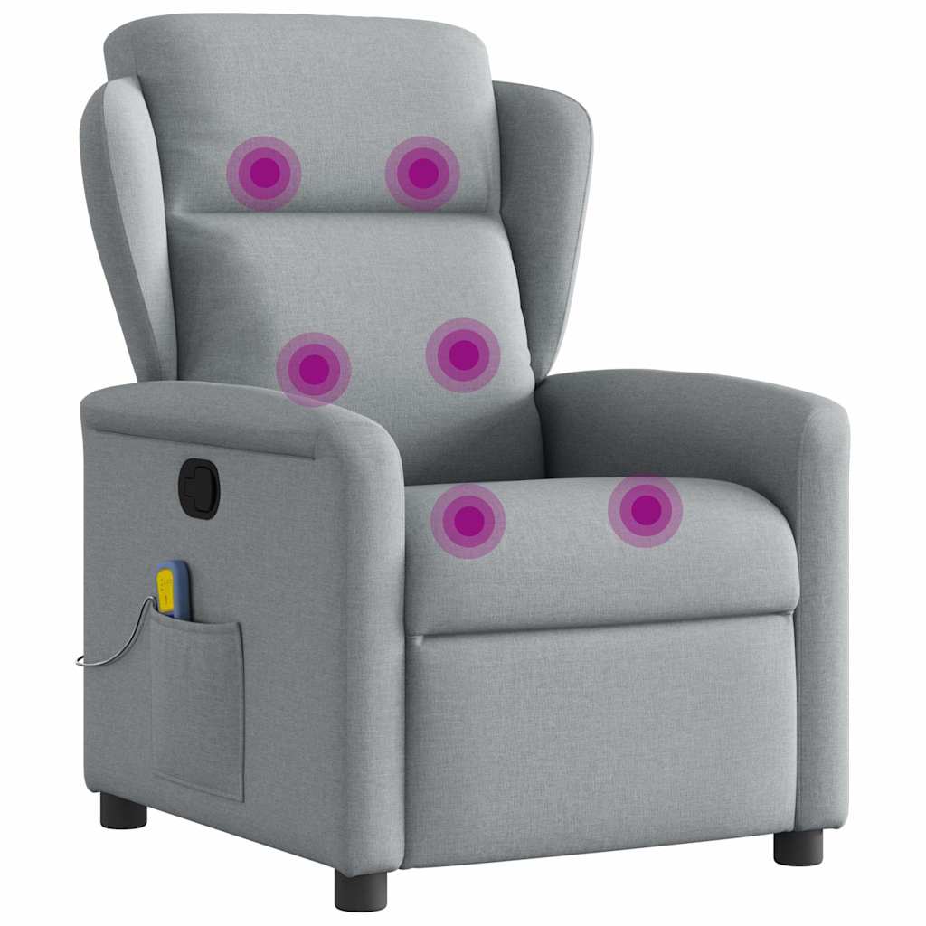 vidaXL Fotoliu de masaj rabatabil, gri deschis, textil