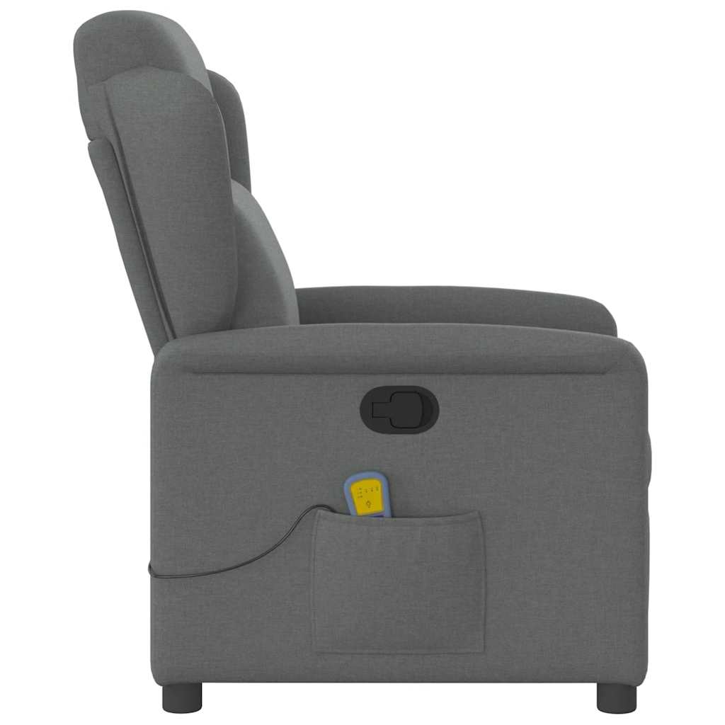 vidaXL Fotoliu de masaj rabatabil, gri închis, material textil vidaXL Fotoliu de masaj rabatabil, gri închis, material textil