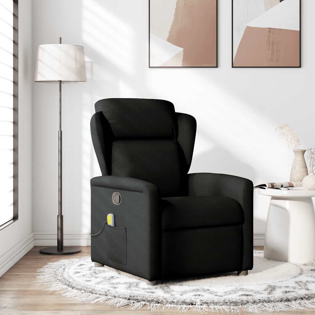 vidaXL Fotoliu de masaj rabatabil, negru, material textil