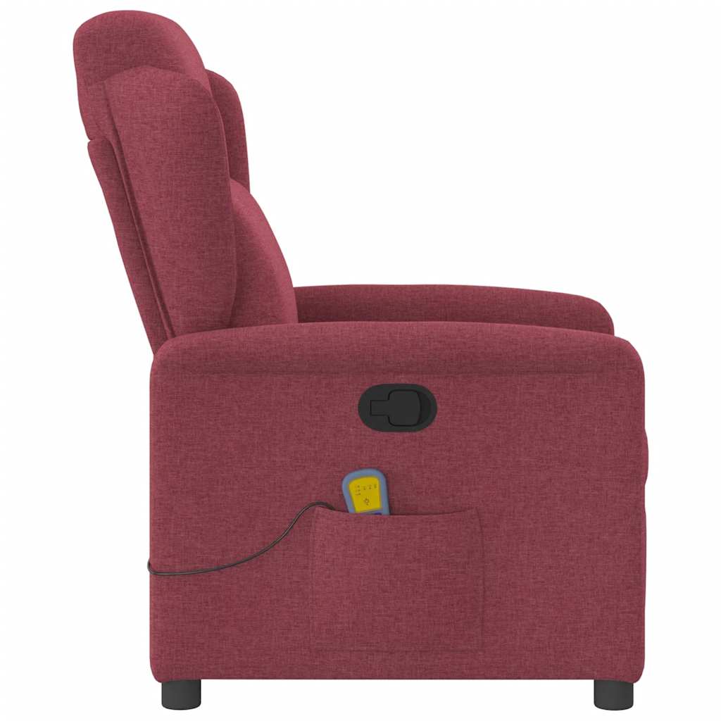 vidaXL Fotoliu de masaj rabatabil, roșu vin, material textil vidaXL Fotoliu de masaj rabatabil, roșu vin, material textil