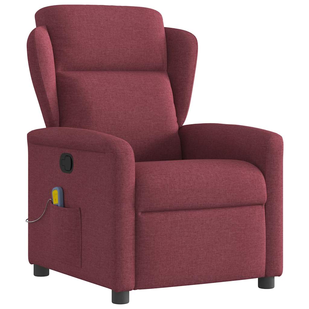 vidaXL Fotoliu de masaj rabatabil, roșu vin, material textil vidaXL Fotoliu de masaj rabatabil, roșu vin, material textil