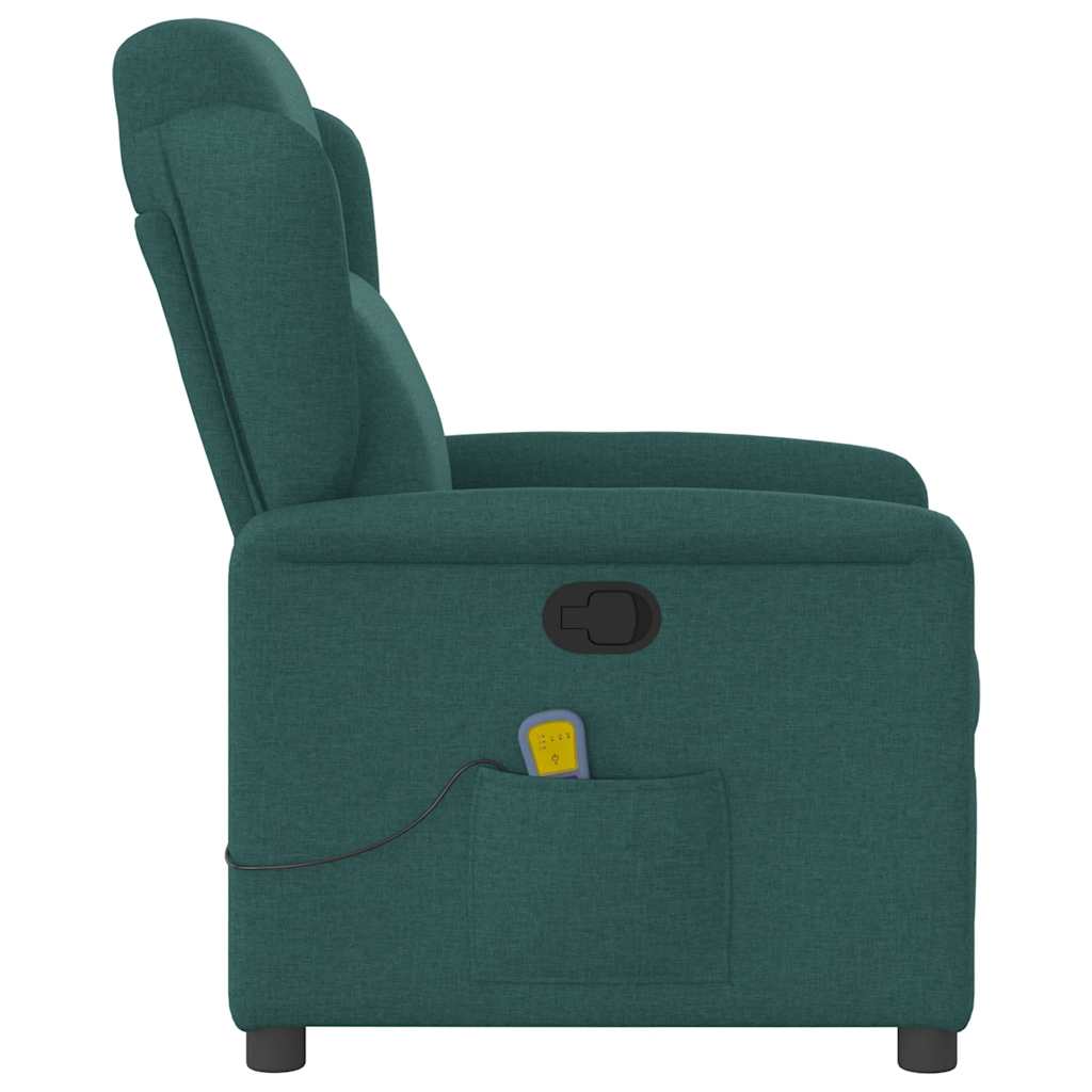 vidaXL Fotoliu de masaj rabatabil, verde închis, material textil vidaXL Fotoliu de masaj rabatabil, verde închis, material textil