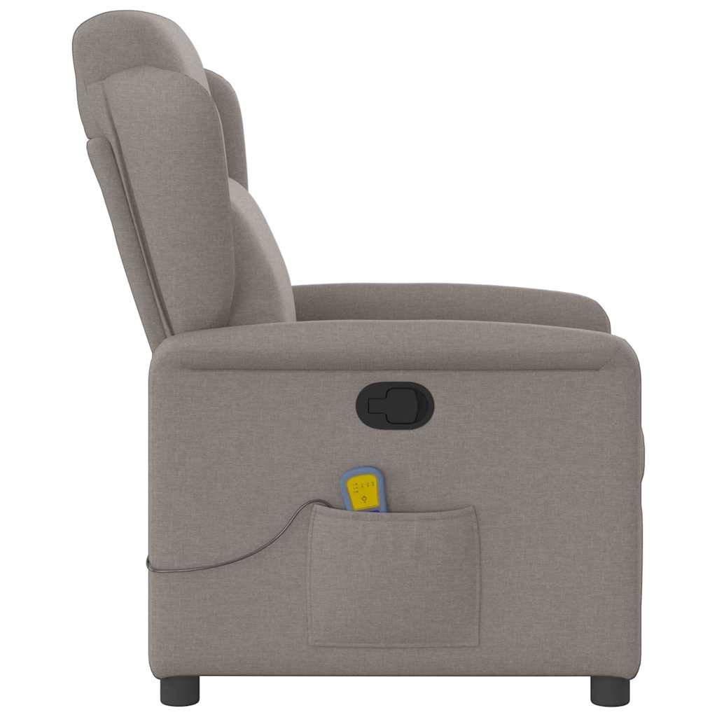 vidaXL Fotoliu de masaj rabatabil, gri taupe, material textil vidaXL Fotoliu de masaj rabatabil, gri taupe, material textil