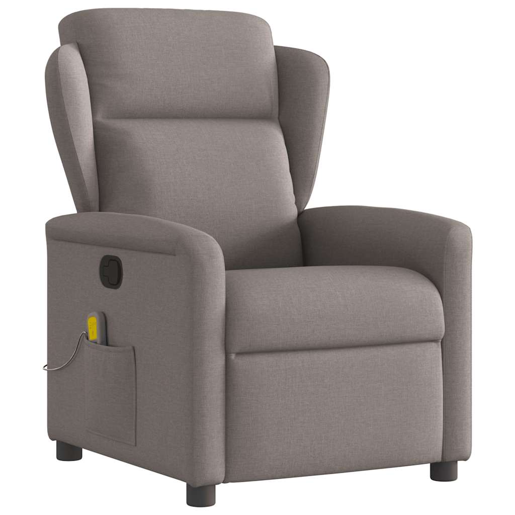 vidaXL Fotoliu de masaj rabatabil, gri taupe, material textil vidaXL Fotoliu de masaj rabatabil, gri taupe, material textil