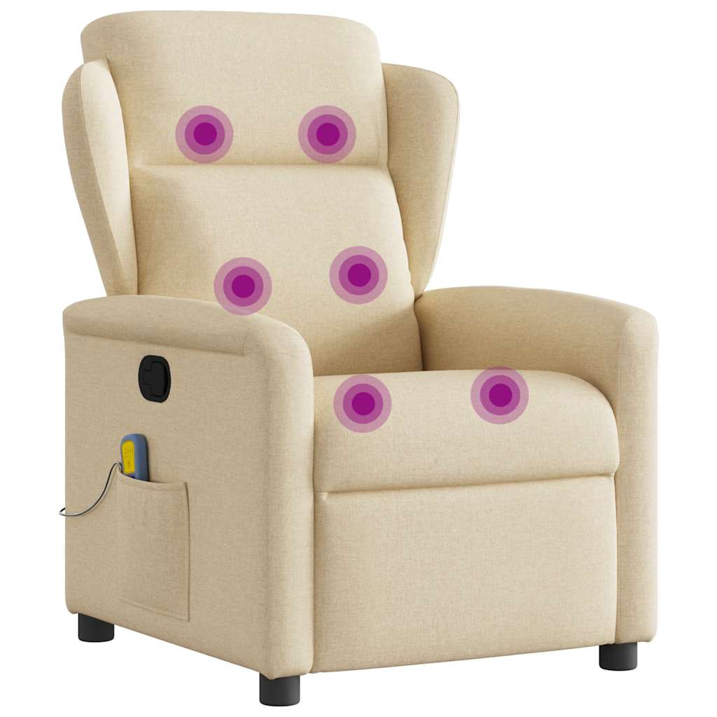 vidaXL Fotoliu rabatabil de masaj, crem, material textil