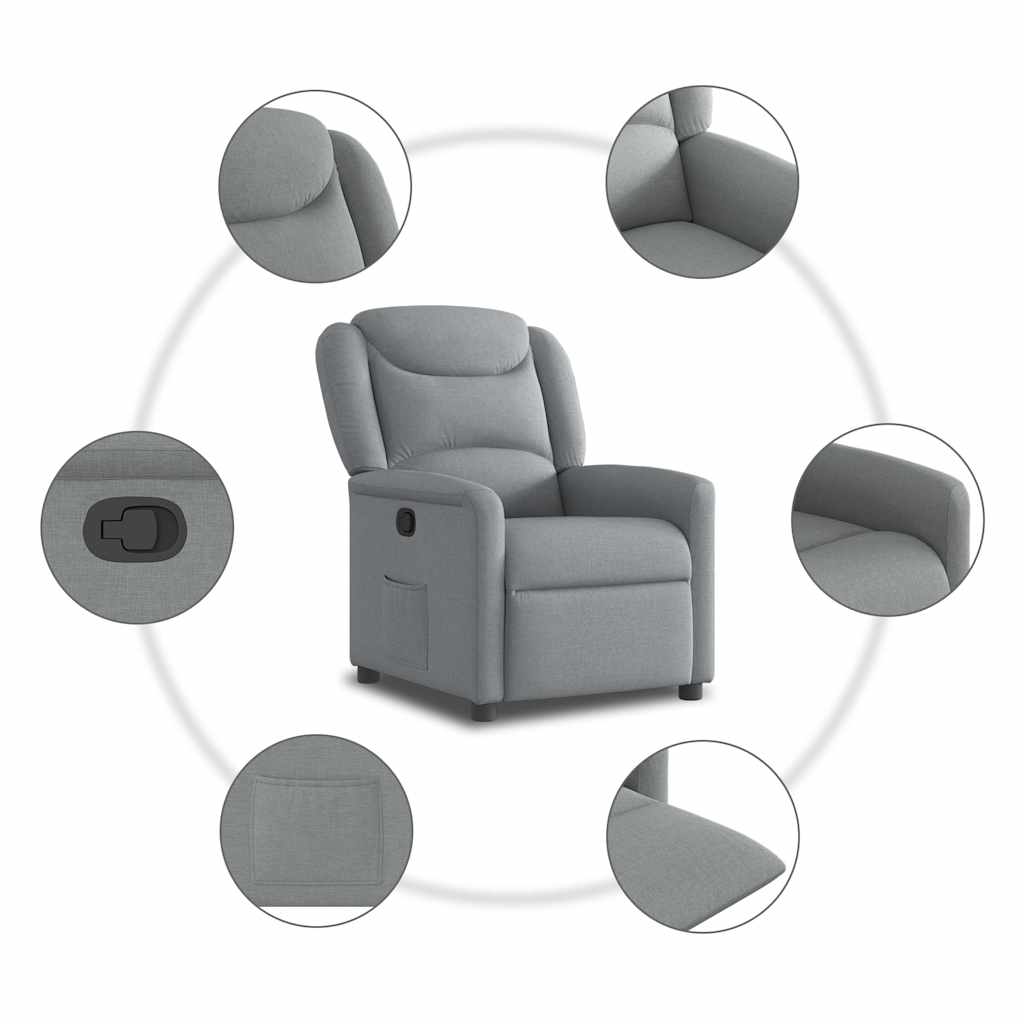 vidaXL Fotoliu rabatabil, gri deschis, material textil