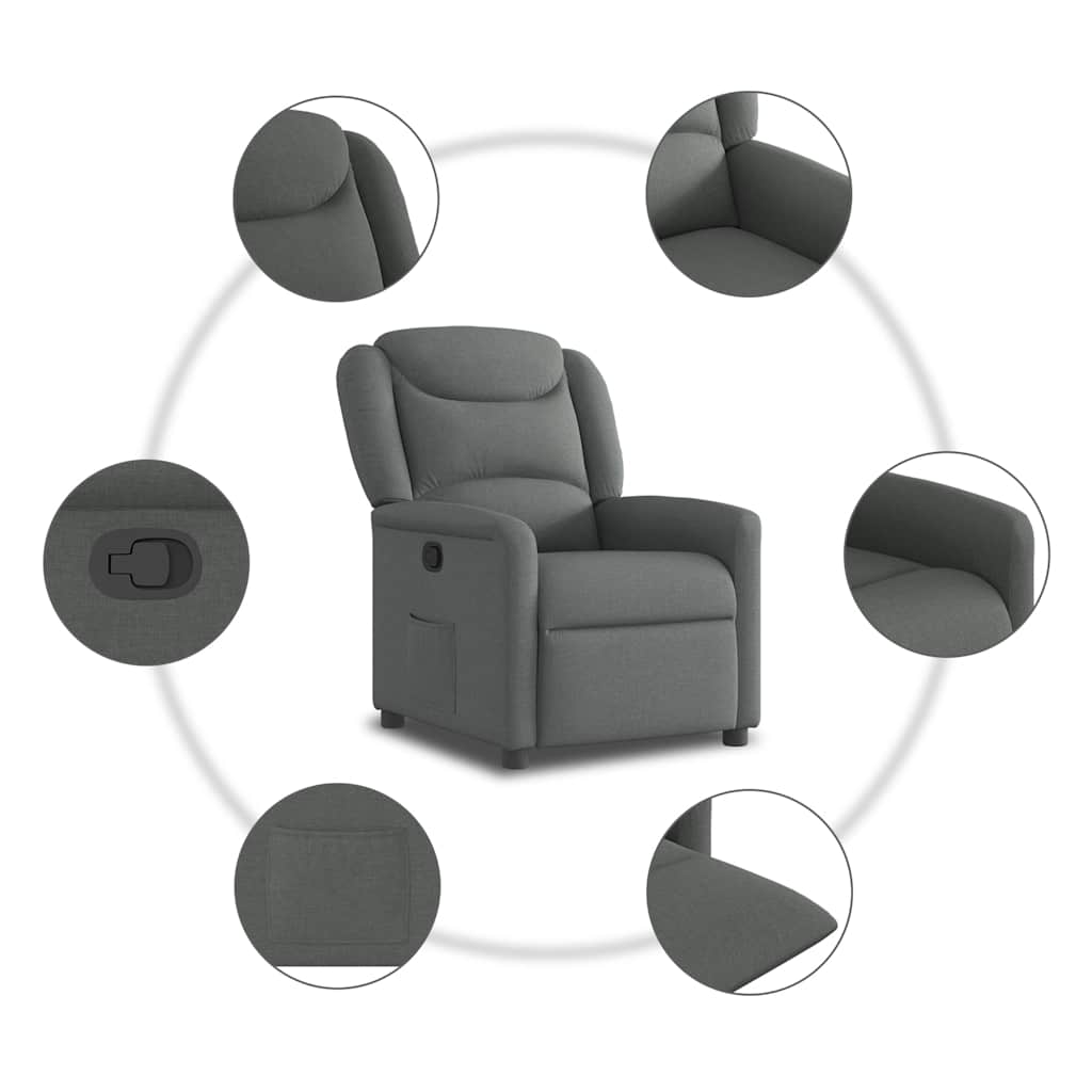 vidaXL Fotoliu rabatabil, gri închis, material textil