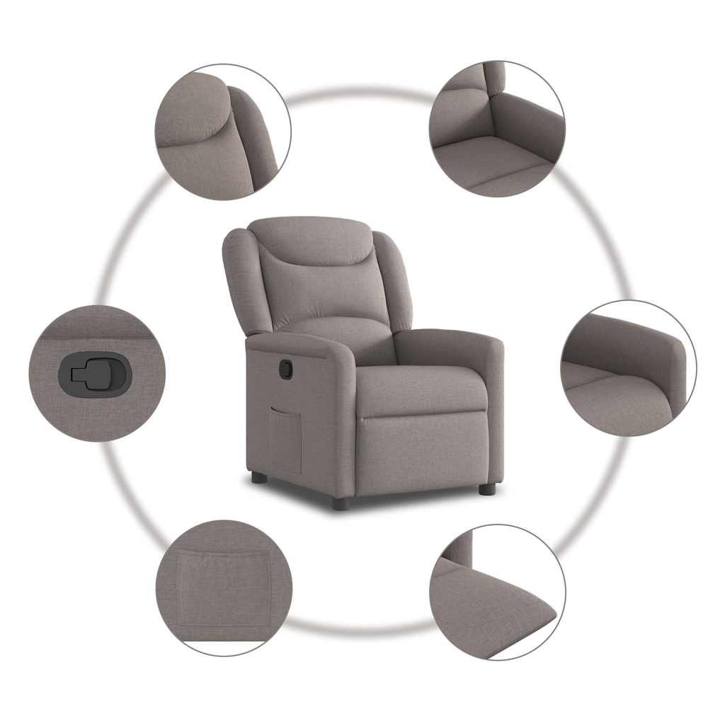 vidaXL Fotoliu rabatabil, gri taupe, material textil