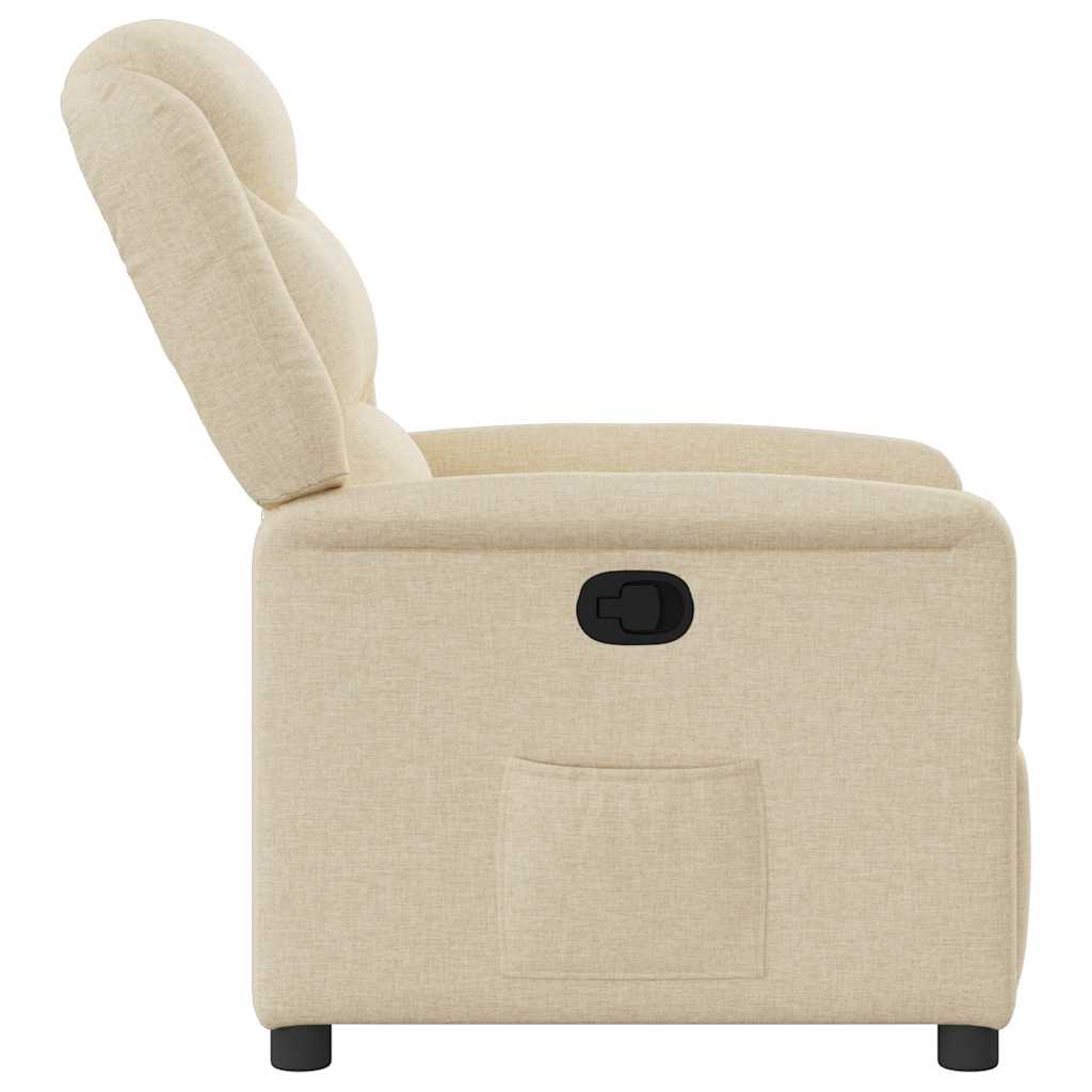 vidaXL Fotoliu rabatabil, crem, material textil