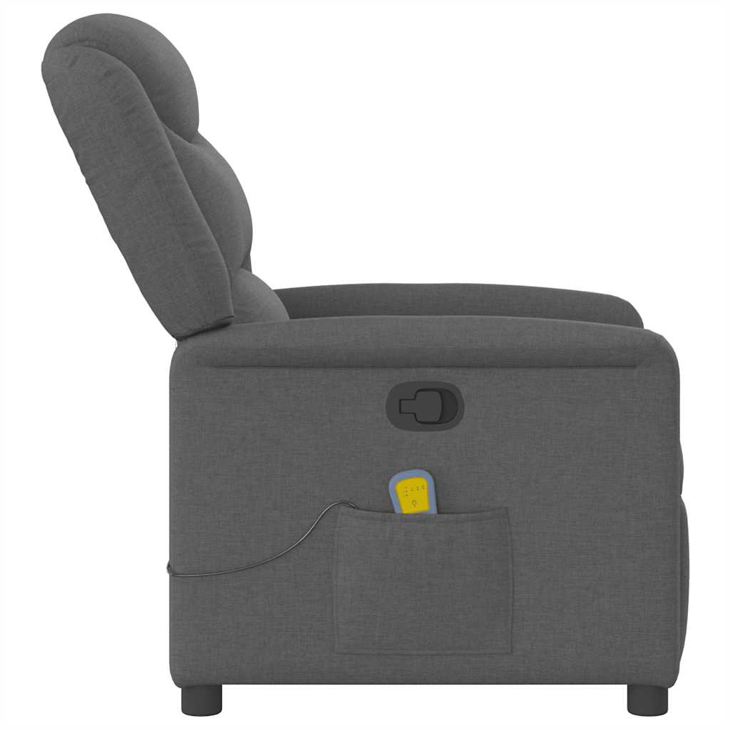 vidaXL Fotoliu de masaj rabatabil, gri închis, material textil