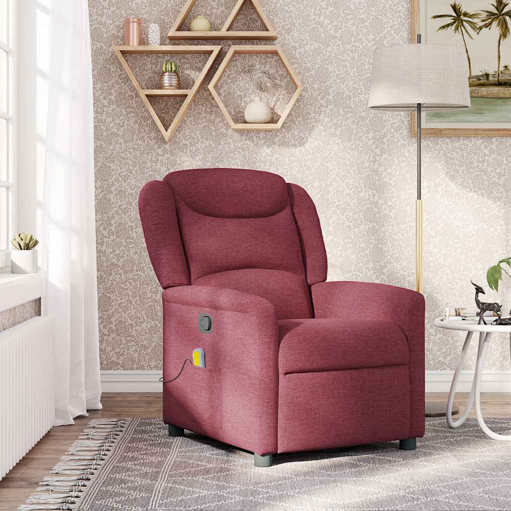 vidaXL Fotoliu de masaj rabatabil, roșu vin, material textil vidaXL Fotoliu de masaj rabatabil, roșu vin, material textil