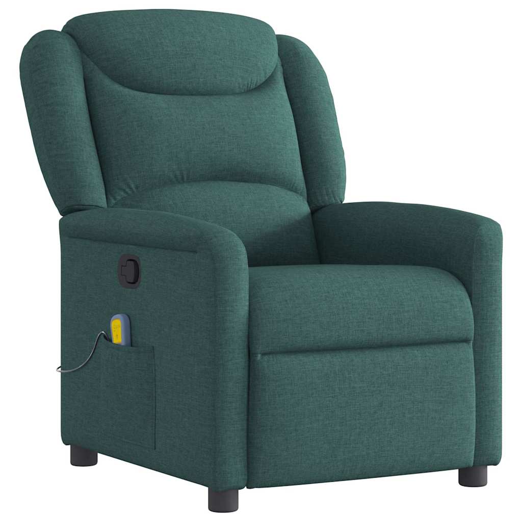 vidaXL Fotoliu de masaj rabatabil, verde închis, material textil vidaXL Fotoliu de masaj rabatabil, verde închis, material textil