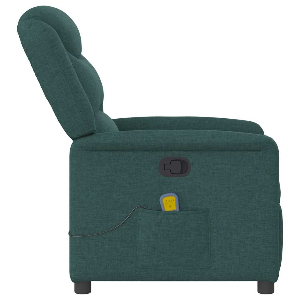 vidaXL Fotoliu de masaj rabatabil, verde închis, material textil vidaXL Fotoliu de masaj rabatabil, verde închis, material textil