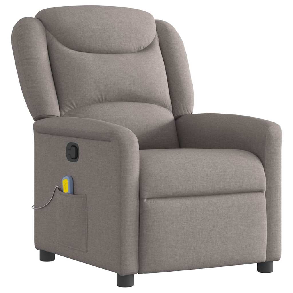 vidaXL Fotoliu de masaj rabatabil, gri taupe, material textil