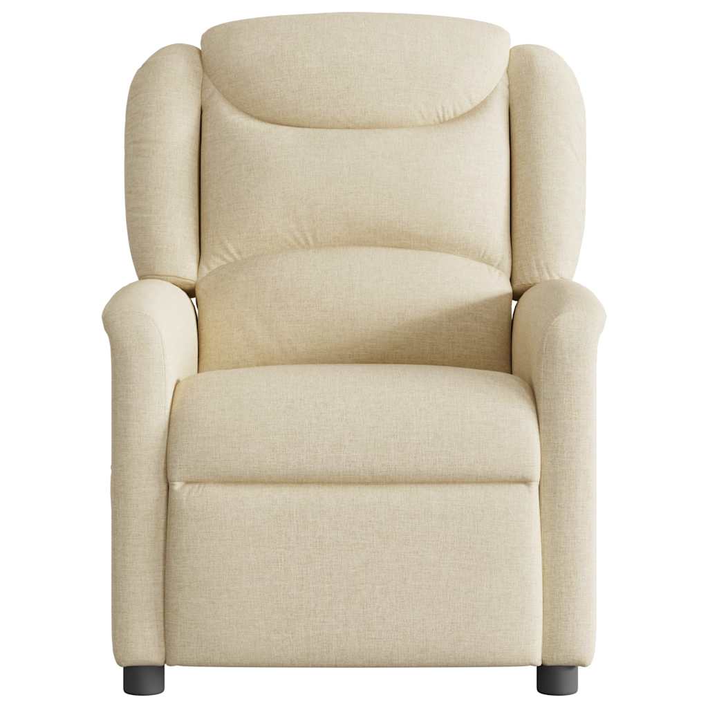 vidaXL Fotoliu rabatabil de masaj, crem, material textil