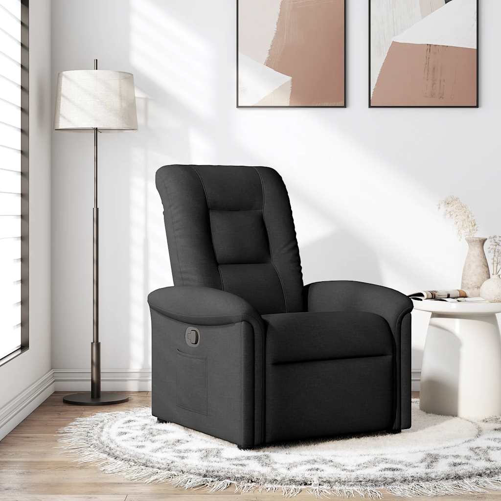 vidaXL Fotoliu rabatabil, negru, material textil vidaXL Fotoliu rabatabil, negru, material textil