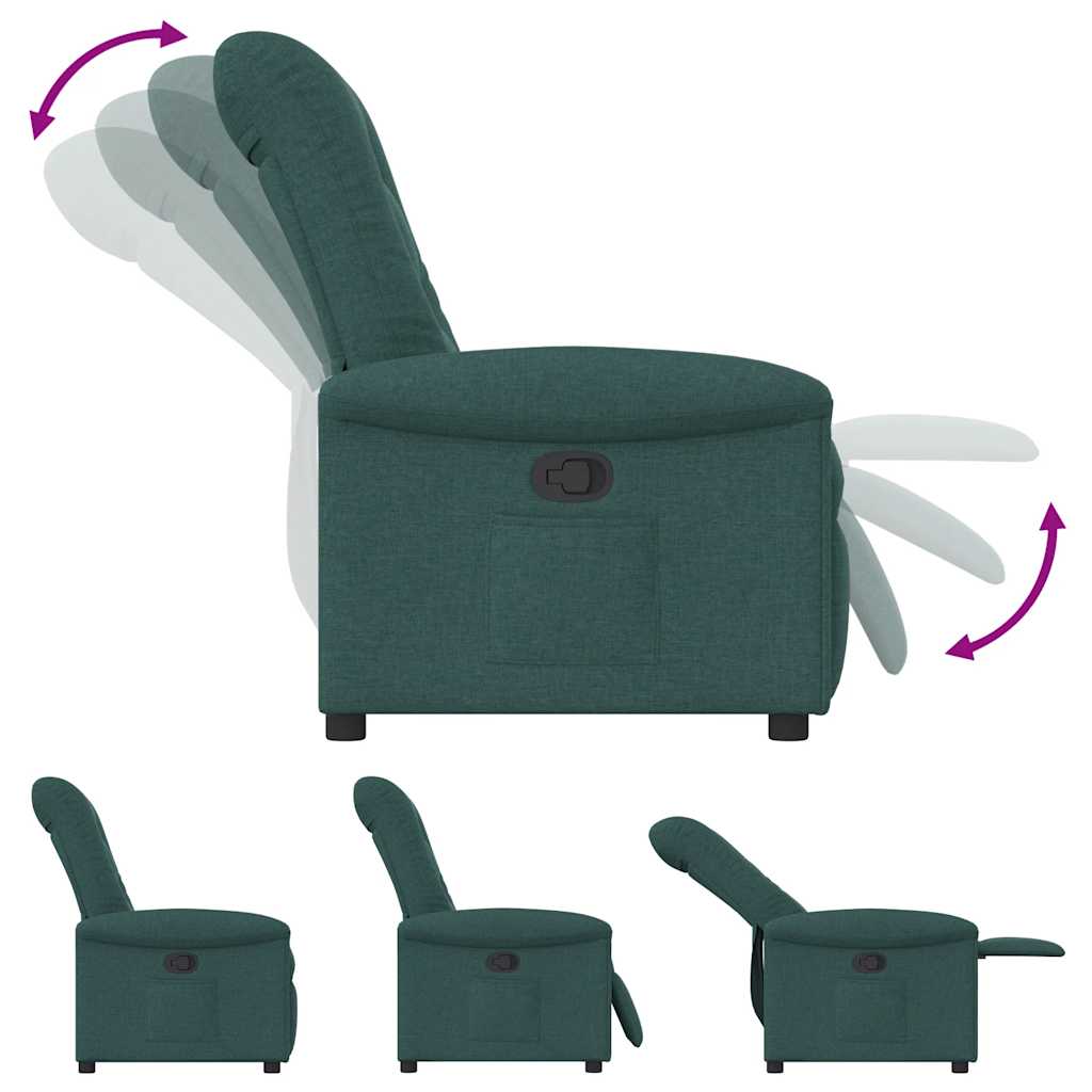 vidaXL Fotoliu rabatabil, verde închis, material textil vidaXL Fotoliu rabatabil, verde închis, material textil