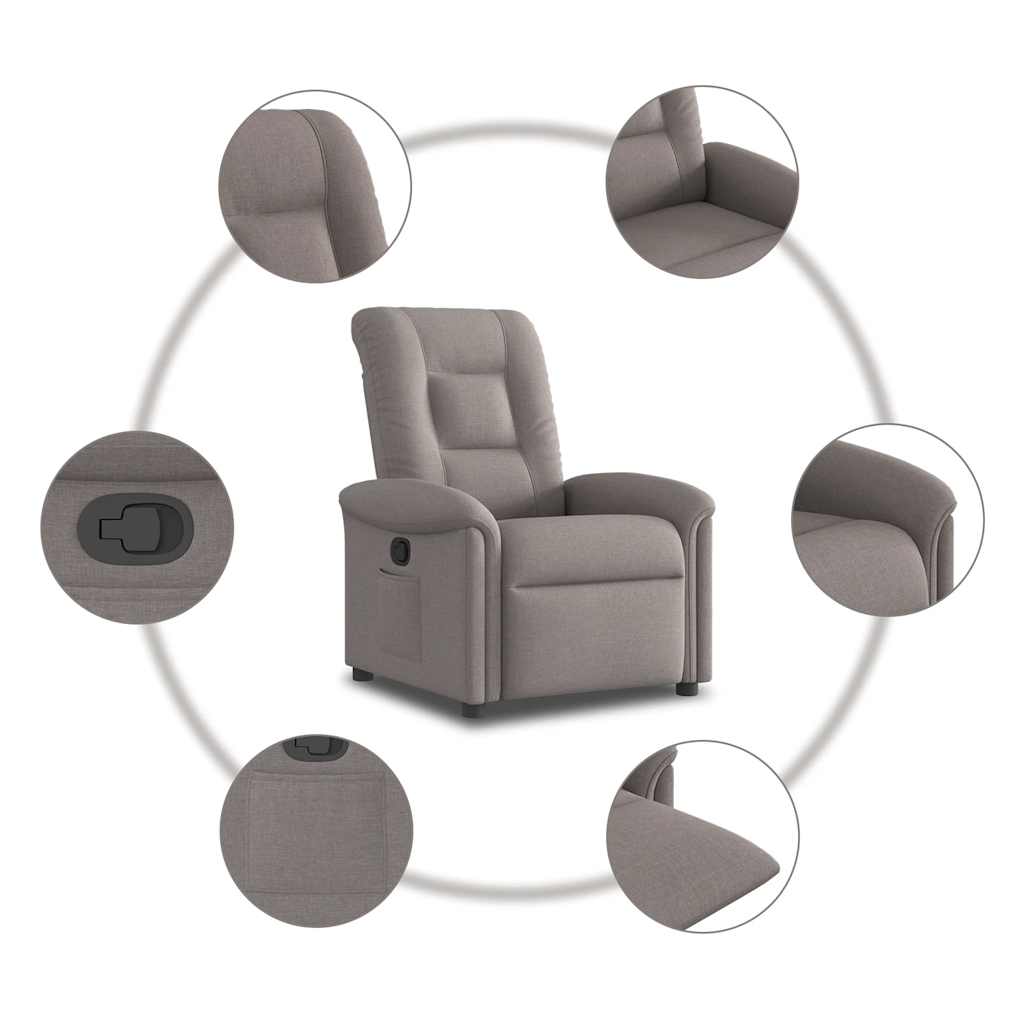 vidaXL Fotoliu rabatabil, gri taupe, material textil