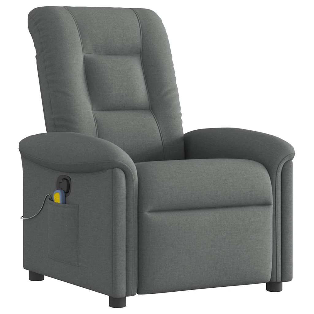 vidaXL Fotoliu de masaj rabatabil, gri închis, material textil