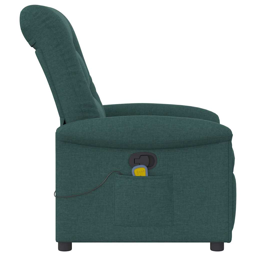 vidaXL Fotoliu de masaj rabatabil, verde închis, material textil vidaXL Fotoliu de masaj rabatabil, verde închis, material textil