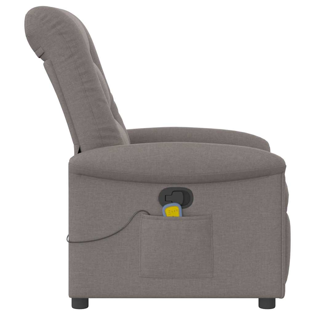 vidaXL Fotoliu de masaj rabatabil, gri taupe, material textil