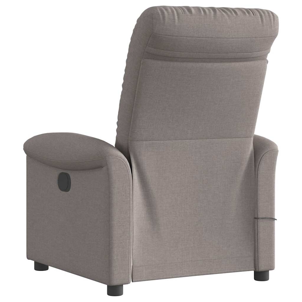 vidaXL Fotoliu de masaj rabatabil, gri taupe, material textil