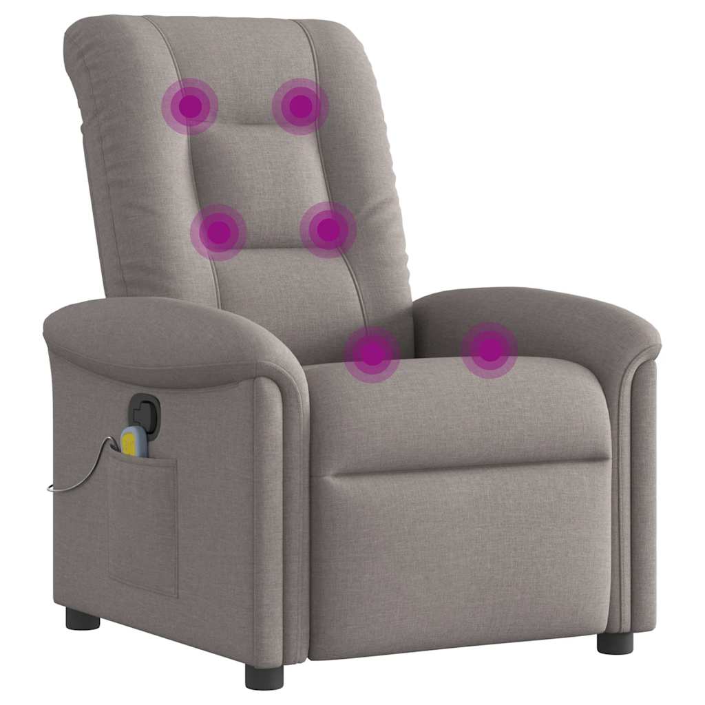 vidaXL Fotoliu de masaj rabatabil, gri taupe, material textil