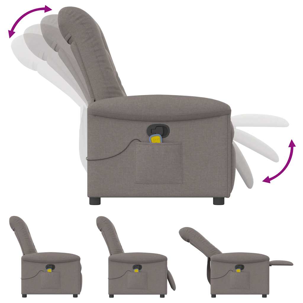vidaXL Fotoliu de masaj rabatabil, gri taupe, material textil