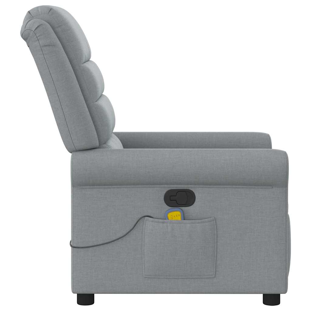 vidaXL Fotoliu de masaj rabatabil, gri deschis, textil