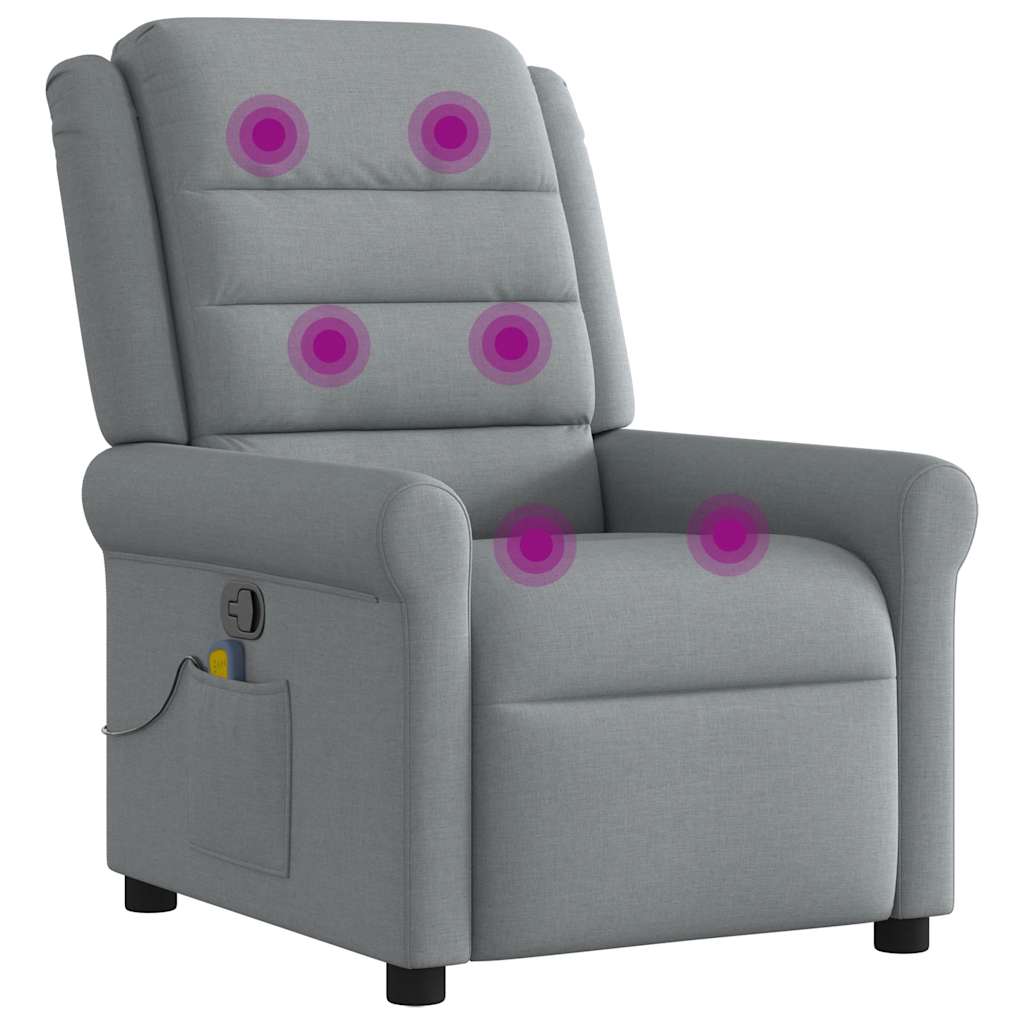 vidaXL Fotoliu de masaj rabatabil, gri deschis, textil