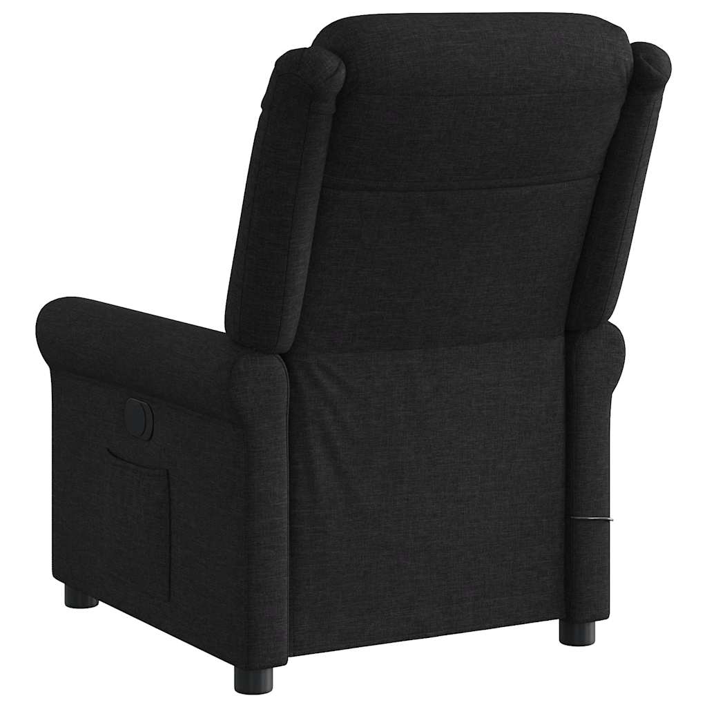 vidaXL Fotoliu de masaj rabatabil, negru, material textil vidaXL Fotoliu de masaj rabatabil, negru, material textil
